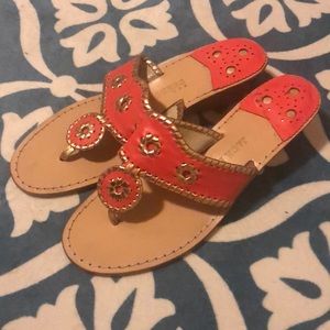 Jack Rogers Sandals Size 9 Coral and Gold